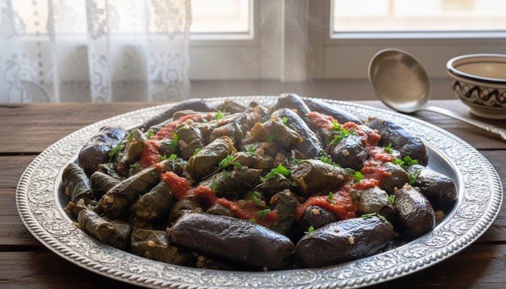 طبق محشي ورق العنب والباذنجان