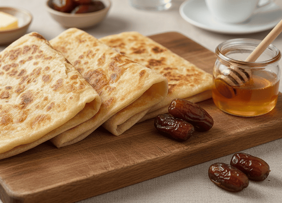 خبز الطاوة اليمني المقرمش والمورق بالسمن البلدي