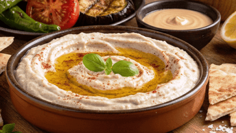 بدون شوي! حضري أسرع متبل باذنجان مقلي كريمي بنكهة الريحان والثوم