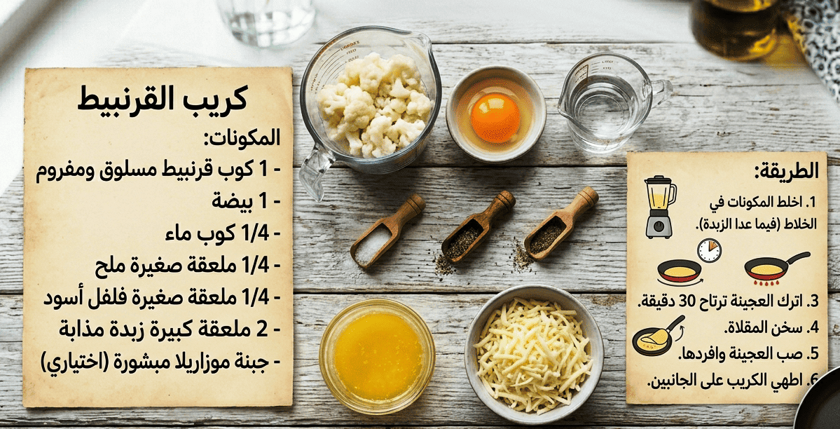 مكونات وطريقة عمل كريب القرنبيط الصحي بالتفصيل